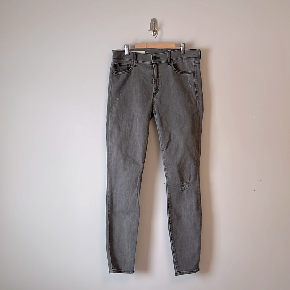 Gap Resolution True Skinny distressed grey jeans